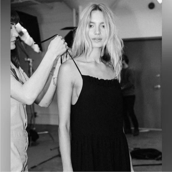 Anine Bing Agnes Black Tie Shoulder Cotton Maxi
Dress Small - Picture 9 of 11